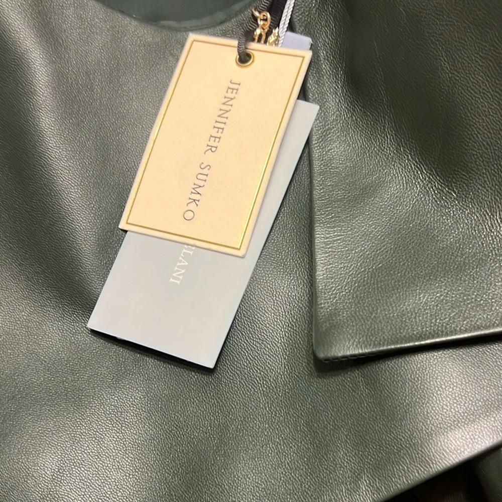 NWT,STATEMENT PIECE,Jennifer Sumko Emi Leather Dress,Rich Green,(MSRP$459),Size0 - Picture 4 of 8